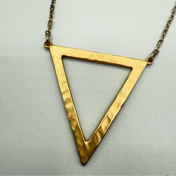 Gold Triangle Pendant Two-Tone Chain Necklace - Picture 3 of 9